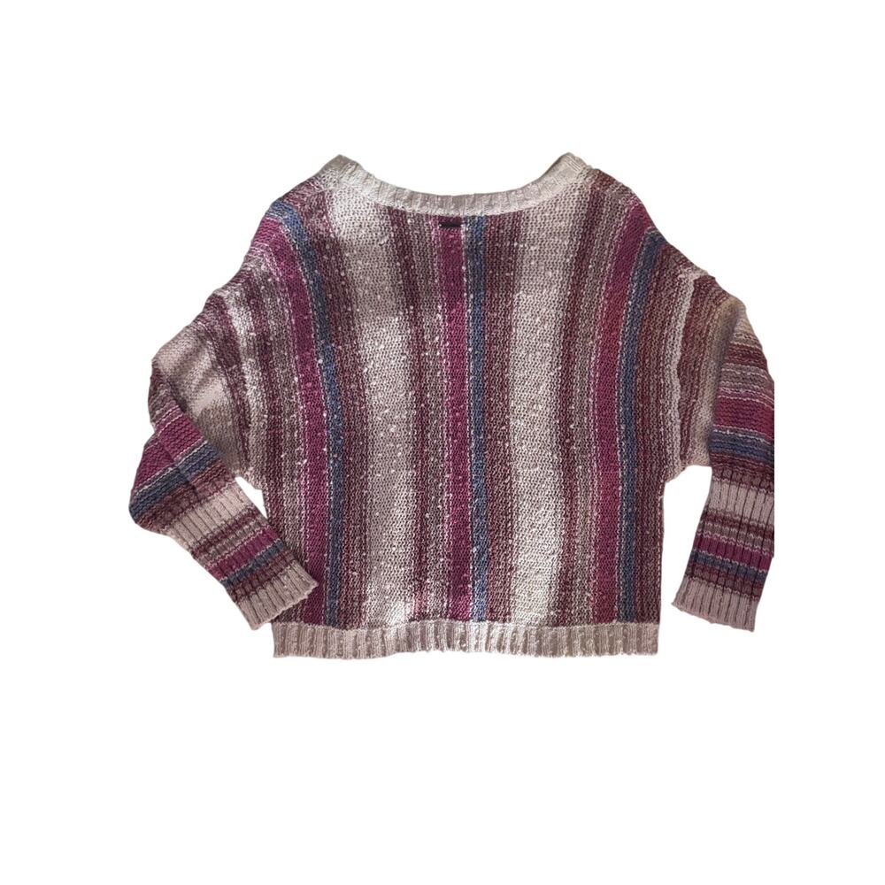 Billabong Striped Knit Sweater Crop Top Size Medium Boho Coastal Pullover - Picture 5 of 7